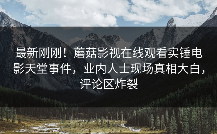 最新刚刚！蘑菇影视在线观看实锤电影天堂事件，业内人士现场真相大白，评论区炸裂