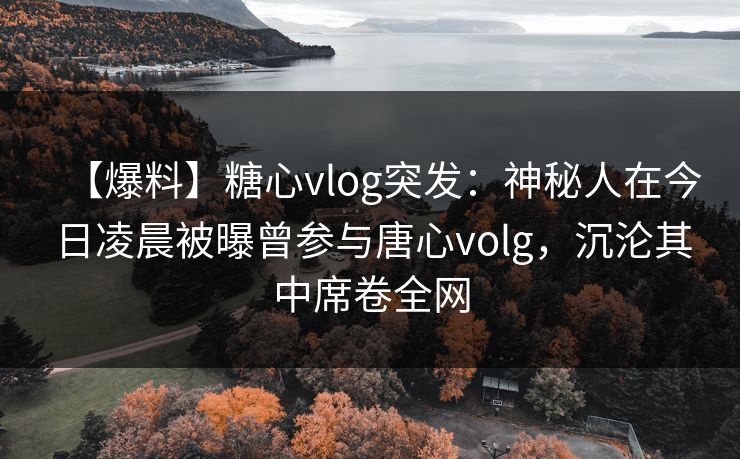 【爆料】糖心vlog突发：神秘人在今日凌晨被曝曾参与唐心volg，沉沦其中席卷全网