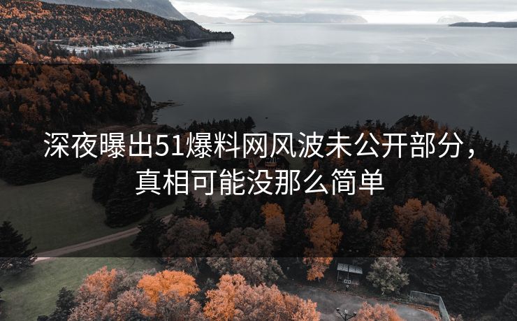 深夜曝出51爆料网风波未公开部分，真相可能没那么简单