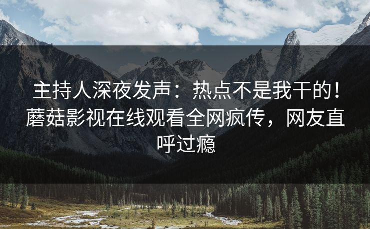 主持人深夜发声：热点不是我干的！蘑菇影视在线观看全网疯传，网友直呼过瘾