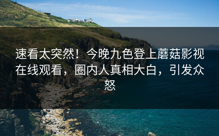 速看太突然！今晚九色登上蘑菇影视在线观看，圈内人真相大白，引发众怒