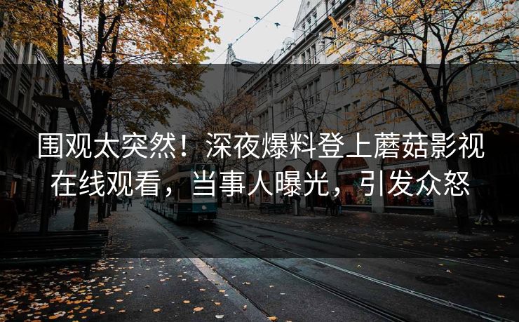 围观太突然！深夜爆料登上蘑菇影视在线观看，当事人曝光，引发众怒