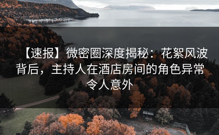 【速报】微密圈深度揭秘：花絮风波背后，主持人在酒店房间的角色异常令人意外