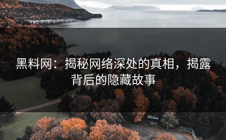 黑料网：揭秘网络深处的真相，揭露背后的隐藏故事